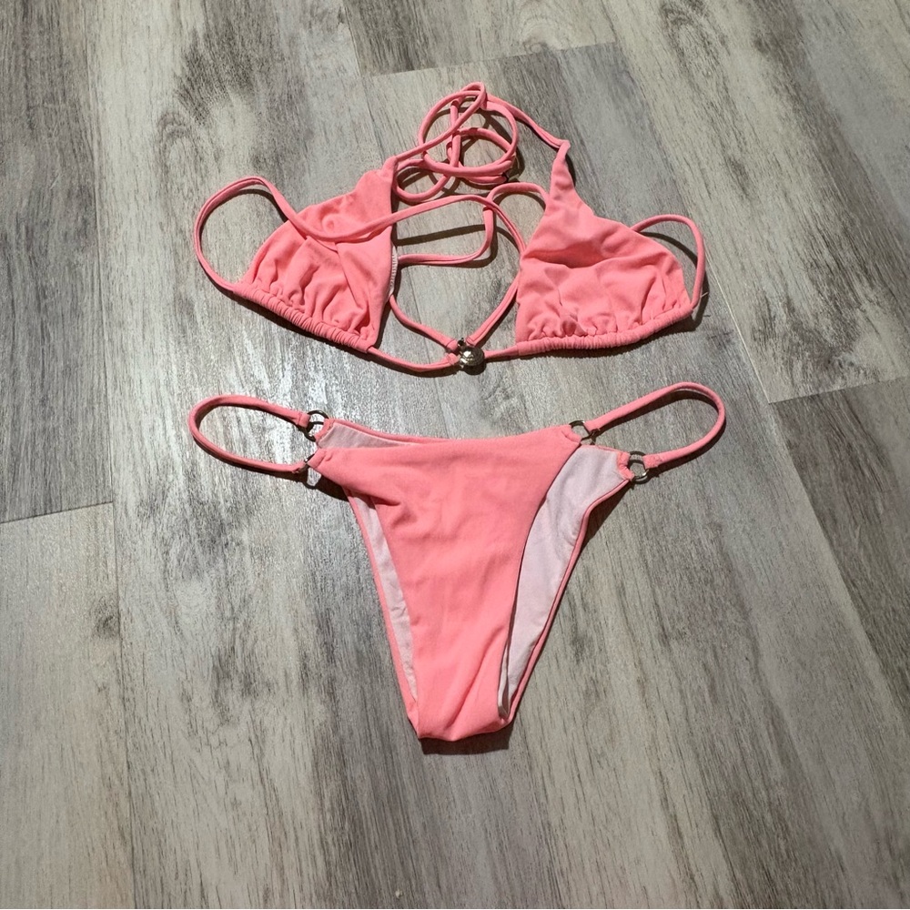 Plumeria Swimwear Coral Bikini Medium Large
